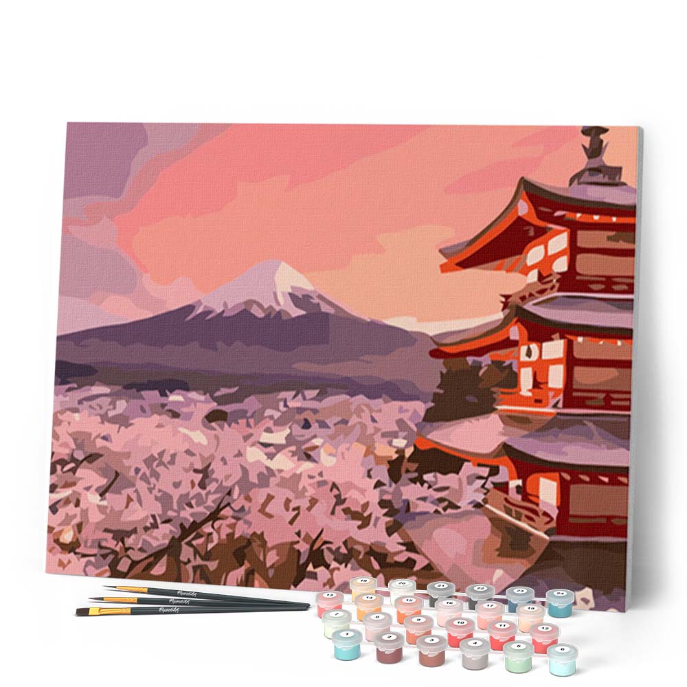 TISHIRON Kit de peinture facile par numéros pour adultes Chureito Pagode DIY Montagne Fuji Peinture par numéros pour débutants Kit aquarelle pour toile et kit de peinture pour la décoration de la TISHIRON Kit de peinture facile par numéros pour adultes Chureito Pagode DIY Montagne Fuji Peinture par numéros pour débutants Kit aquarelle pour toile et kit de peinture pour la décoration de la