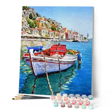 Charger l'image dans la galerie, peinture par numéros | Barque Amarrée au Port | complexe, france, ville | FiguredArt