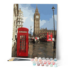 Charger l'image dans la galerie, peinture par numéros | Cabine téléphonique à Londres | facile, france, ville | FiguredArt