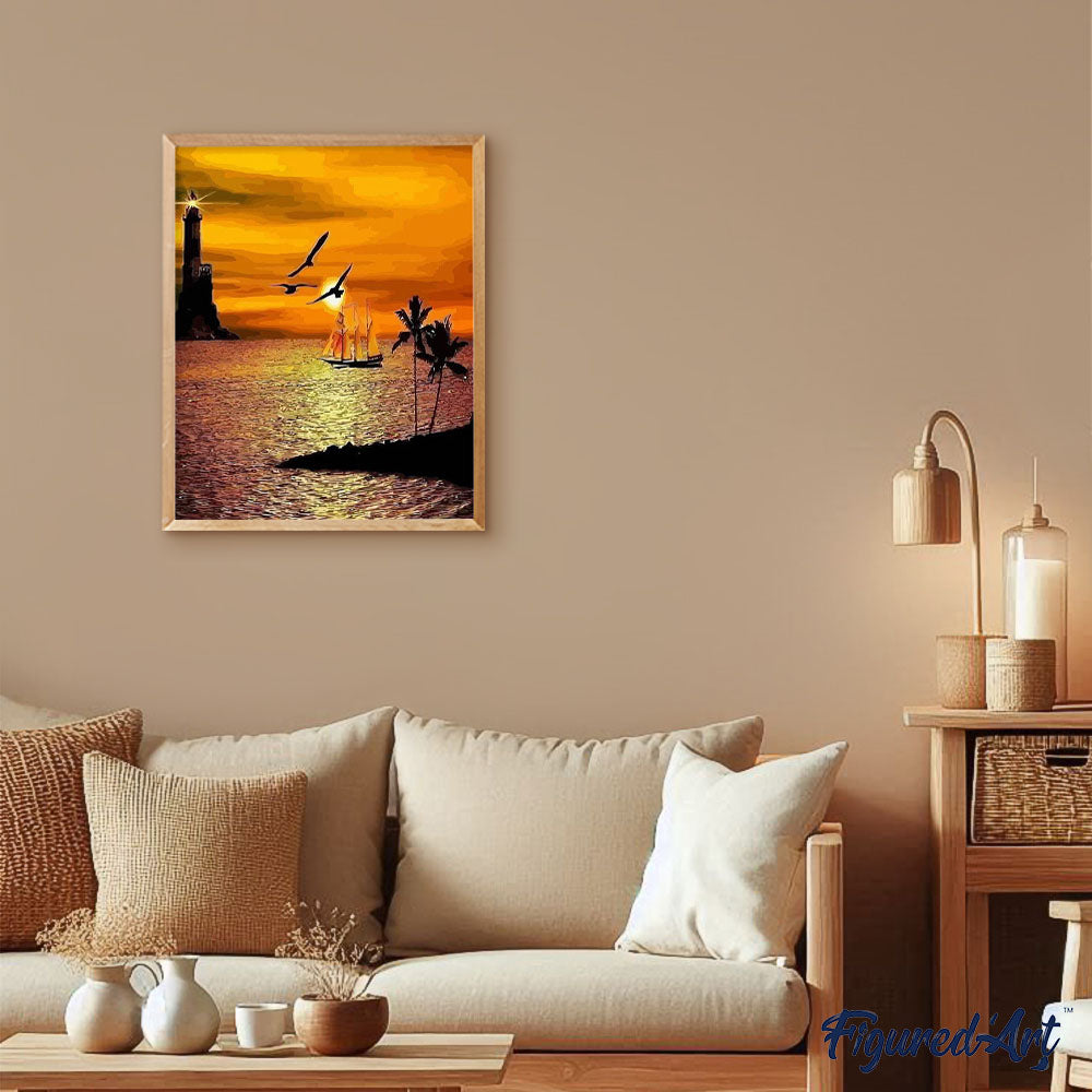 Tableau Peinture Huile Coucher du Soleil Abstraite - TEMPSA - 5 Pièces - Décoration Murale Salon - Maison Tableau Peinture Huile Coucher du Soleil Abstraite - TEMPSA - 5 Pièces - Décoration Murale Salon - Maison