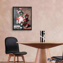 Charger l'image dans la galerie, peinture par numéros | Bouquet de fleurs sur la table de nuit | fleurs, Intermédiaire | FiguredArt