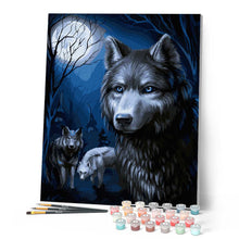 Charger l'image dans la galerie, peinture par numéros | Les loups et Pleine Lune | animaux, Intermédiaire, loups | FiguredArt