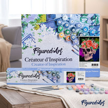 Charger l'image dans la galerie, peinture par numéros | Crane romantique | fleurs, Intermédiaire | FiguredArt