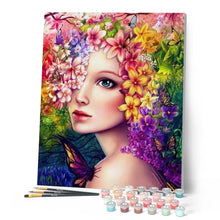 Charger l'image dans la galerie, peinture par numéros | Femme Fleurie | Complexe, fleurs, portrait | FiguredArt