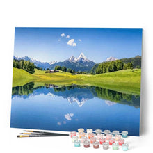 Charger l'image dans la galerie, peinture par numéros | Reflet de montagne sur le lac en été | Intermédiaire, paysages | FiguredArt