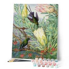 Charger l'image dans la galerie, peinture par numéros | Oiseaux sur branche fleurie | animaux, Complexe, fleurs, oiseaux | FiguredArt