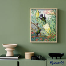 Charger l'image dans la galerie, peinture par numéros | Oiseaux sur branche fleurie | animaux, Complexe, fleurs, oiseaux | FiguredArt