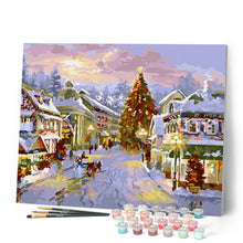 Charger l'image dans la galerie, peinture par numéros | Village sous la Neige | Intermédiaire, paysages, ville | FiguredArt