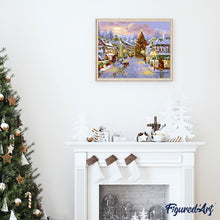 Charger l'image dans la galerie, peinture par numéros | Village sous la Neige | Intermédiaire, paysages, ville | FiguredArt