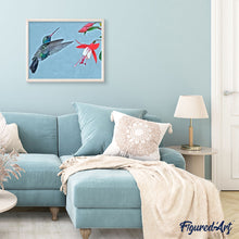 Charger l'image dans la galerie, peinture par numéros | Hibiscus en Vol vers les fleurs | animaux, fleurs, Intermédiaire, oiseaux | FiguredArt