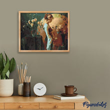 Charger l'image dans la galerie, peinture par numéros | Femme pensive et fleurs | fleurs, Intermédiaire | FiguredArt