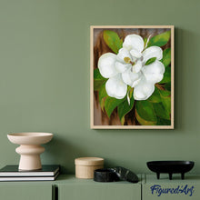 Charger l'image dans la galerie, peinture par numéros | Fleur blanche et feuilles vertes | Facile, fleurs | FiguredArt