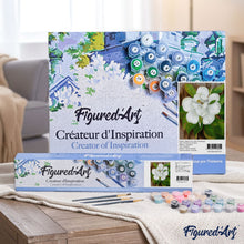 Charger l'image dans la galerie, peinture par numéros | Fleur blanche et feuilles vertes | Facile, fleurs | FiguredArt