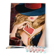 Charger l'image dans la galerie, peinture par numéros | La femme aux cartes | Facile, portrait | FiguredArt