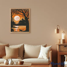 Charger l'image dans la galerie, peinture par numéros | Grand Lune et petit Chat | animaux, chats, Intermédiaire, paysages | FiguredArt