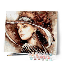 Charger l'image dans la galerie, peinture par numéros | Femme au chapeau romantique | Intermédiaire, portrait | FiguredArt