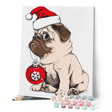 Charger l'image dans la galerie, peinture par numéros | Chien et boule de Noel | animaux, chiens, Facile, Noël | FiguredArt