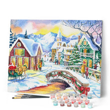 Charger l'image dans la galerie, peinture par numéros | Petit Village en Hiver | Intermédiaire, paysages | FiguredArt