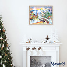 Charger l'image dans la galerie, peinture par numéros | Petit Village en Hiver | Intermédiaire, paysages | FiguredArt