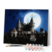 Charger l'image dans la galerie, peinture par numéros | Chateau et Pleine Lune | châteaux, Complexe | FiguredArt
