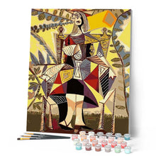 Charger l'image dans la galerie, peinture par numéros | Femme assise sur une Chaise | Intermédiaire, picasso, reproduction | FiguredArt