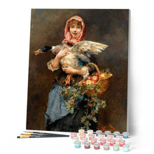 Charger l'image dans la galerie, peinture par numéros | Femme et son Canard | animaux, Complexe, oiseaux, portrait | FiguredArt