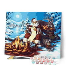 Charger l'image dans la galerie, peinture par numéros | Père Noël et feu de Bois | Intermédiaire, Noël | FiguredArt
