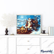 Charger l'image dans la galerie, peinture par numéros | Père Noël et feu de Bois | Intermédiaire, Noël | FiguredArt