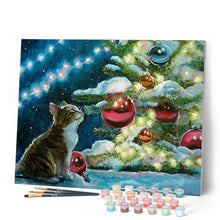 Charger l'image dans la galerie, peinture par numéros | Chat et Boules de Noel | animaux, chats, Complexe, Noël | FiguredArt