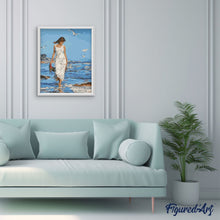 Charger l'image dans la galerie, peinture par numéros | Femme marchant au bord de Mer | Facile, paysages, romantique | FiguredArt