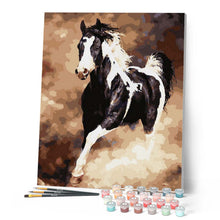 Charger l'image dans la galerie, peinture par numéros | Grand Cheval Noir et Blanc | animaux, chevaux, Facile | FiguredArt