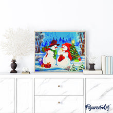 Charger l'image dans la galerie, peinture par numéros | Famille Bonhommes de Neige | Intermédiaire, Noël | FiguredArt
