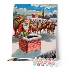 Charger l'image dans la galerie, peinture par numéros | Père Noël dans la Cheminée | Intermédiaire, Noël | FiguredArt