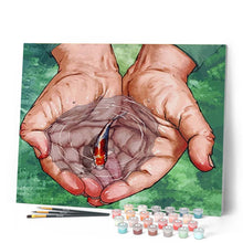 Charger l'image dans la galerie, peinture par numéros | Petit Poisson dans les mains | animaux, Intermédiaire, poissons | FiguredArt