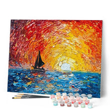Charger l'image dans la galerie, peinture par numéros | Voilier et Soleil Levant | bateaux, Complexe, paysages | FiguredArt