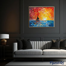 Charger l'image dans la galerie, peinture par numéros | Voilier et Soleil Levant | bateaux, Complexe, paysages | FiguredArt
