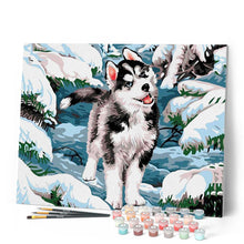Charger l'image dans la galerie, peinture par numéros | Husky dans la neige | animaux, chiens, hiver, intermédiaire, nouveautés | FiguredArt