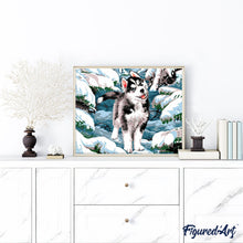 Charger l'image dans la galerie, peinture par numéros | Husky dans la neige | animaux, chiens, hiver, intermédiaire, nouveautés | FiguredArt