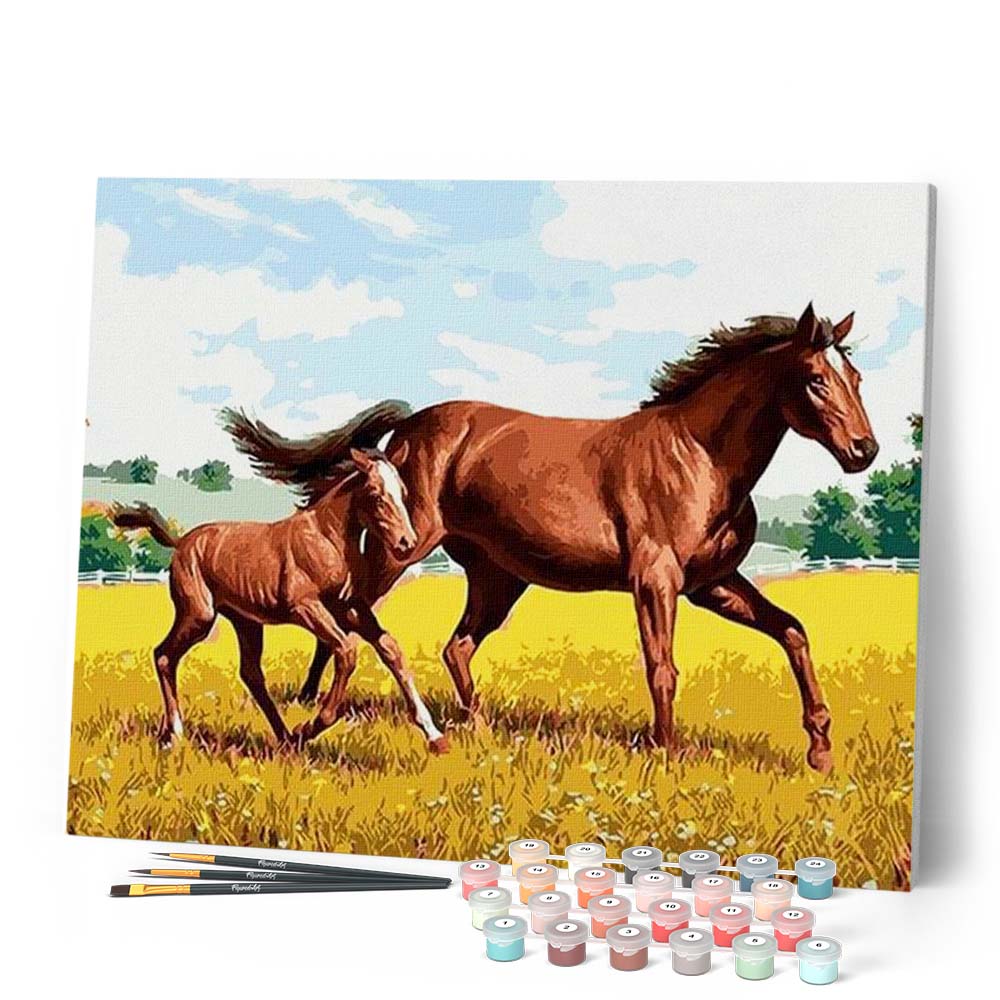 Figured' Art Peinture par numéros sur toile Adultes Cheval et poulain – Kit de Figured' Art Peinture par numéros sur toile Adultes Cheval et poulain – Kit de