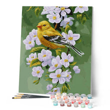 Charger l'image dans la galerie, peinture par numéros | Oiseau sur une branche fleurie | animaux, facile, fleurs, nouveautés, oiseaux | FiguredArt