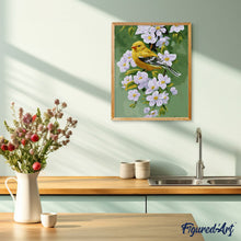 Charger l'image dans la galerie, peinture par numéros | Oiseau sur une branche fleurie | animaux, facile, fleurs, nouveautés, oiseaux | FiguredArt