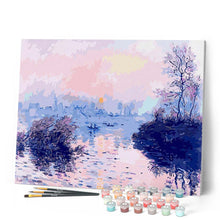 Charger l'image dans la galerie, peinture par numéros | Claude Monet - Soleil couchant sur la Seine à Lavacourt | complexe, nouveautés, paysages | FiguredArt