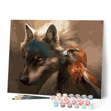 Charger l'image dans la galerie, peinture par numéros | Le Loup et l’Aigle | aigles, animaux, complexe, loups, oiseaux | FiguredArt