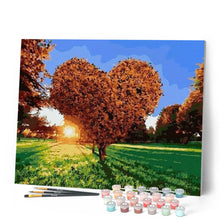Charger l'image dans la galerie, peinture par numéros | Coucher de Soleil dans un Arbre en Coeur | complexe, paysages, romantique | FiguredArt