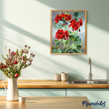 Charger l'image dans la galerie, peinture par numéros | Géraniums rouges | complexe, fleurs, nouveautés | FiguredArt