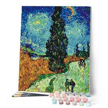 Charger l'image dans la galerie, peinture par numéros | Van Gogh - La Route aux Cyprès | complexe, nouveautés, paysages, reproduction, van gogh | FiguredArt