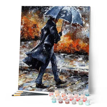 Charger l'image dans la galerie, peinture par numéros | Homme marchant sous la Pluie | complexe, romantique | FiguredArt