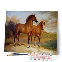 Charger l'image dans la galerie, peinture par numéros | Deux Chevaux près de l’Eau | animaux, chevaux, complexe | FiguredArt