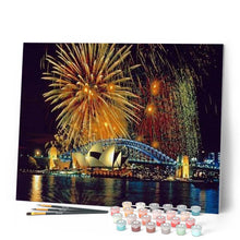 Charger l'image dans la galerie, peinture par numéros | Feux d’artifice de Sydney | complexe, ville | FiguredArt