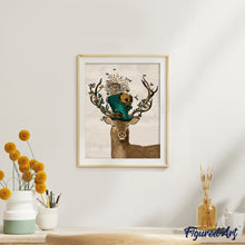 Charger l'image dans la galerie, peinture par numéros | Cerf et son Chapeau | animaux, facile, rennes et biches | FiguredArt